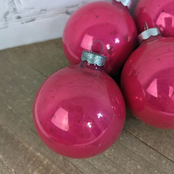 Vintage glass Christmas tree baubles, pink christmas tree ornaments, mercury - Picture 3 of 5